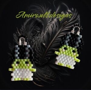 Flat Beaded frankinstines bride earrings